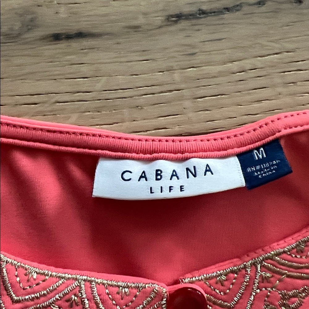 CABANA LIFE CORAL METALLIC SLEEVELESS SHIFT MINI DRESS Size Medium UPF - Picture 4 of 8